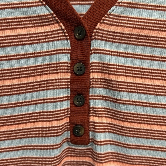 Madewell Fine Ribbed Henley Striped Long Sleeve Top Size XXS - Picture 4 of 9